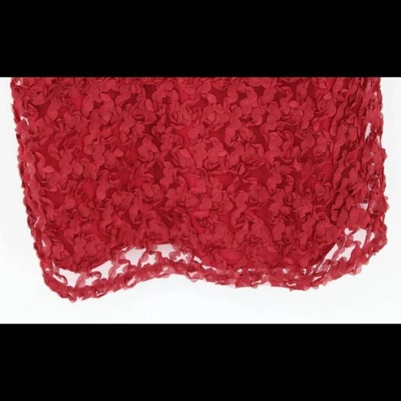 Lulus Sheath Dress Womens Size M Red Floral Lace Overlay - Picture 5 of 7